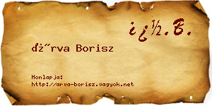 Árva Borisz névjegykártya